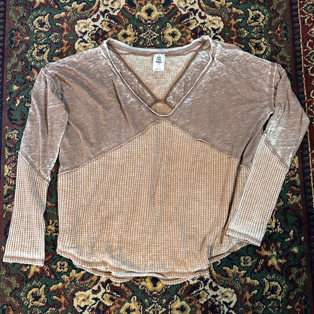 FREE PEOPLE We The Free Two-Tone Long Sleeve Top